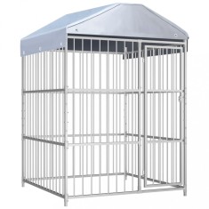 vidaXL Padoc de exterior cu acoperiș pentru c&acirc;ini, 150x150x200 cm