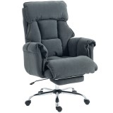 HOMCOM Scaun de birou rotativ reglabil pe &icirc;nălțime cu suport lombar, suport pentru picioare, flanel Snow, 80 x 80 x 106-114 cm Gri &icirc;nchis | Aosom Roma