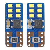 Bec de pozitie tip LED Canbus T10 W2.1x9.5 W5W, 12-24V 2W, 12SMD , culoare alb , Vertex, set 2 buc