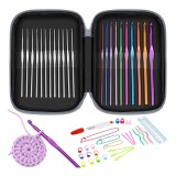 Set 50 piese crosete si accesorii pentru crosetat, cu husa