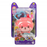 Mini gentuta in forma de animalut cu accesorii, Polly Pocket, Red Panda, HKV49