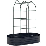 Outsunny Pat &icirc;nălțat cu spalier, jardiniere metalice cu mănuși cutie de grădină 160 x 90 x 180 cm, Gri &icirc;nchis | Aosom Romania