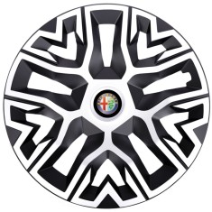 Set 4 Capace Roti 15 inchi (R15), Best Alb-Negru, Compatibile Cu Alfa Romeo