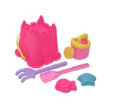 Set galetusa tip castel cu accesorii pentru nisip, Roz, Plastic