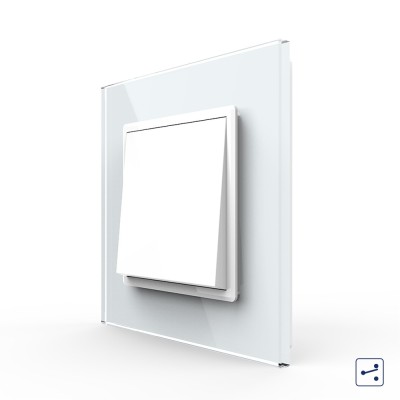 Intrerupator Simplu Mecanic Cap Cruce, 2 Module LIVOLO cu Rama din Sticla - Serie Noua SmartElectro IntelligentHouse foto