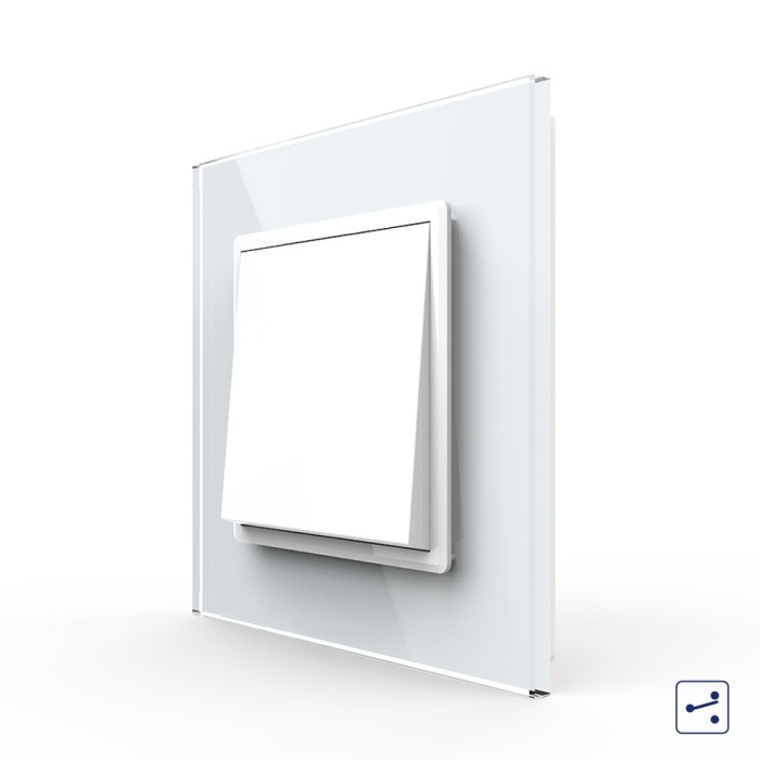 Intrerupator Simplu Mecanic Cap Cruce, 2 Module LIVOLO cu Rama din Sticla - Serie Noua SmartElectro IntelligentHouse