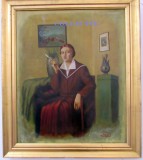 TROFEO Vittorio 1990, Tablou 70 x 60 cm, pictura in ulei, Doamna fumand