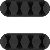 Organizator Cabluri Goobay, 4 Sloturi, Negru, Set 2 Bucati, Prindere Birou/TV, Autoadeziv