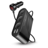 Incarcator Auto Forever MultiPort, 12W, 2.4A, 2 x USB-A - 3 x Extensie Bricheta, Negru