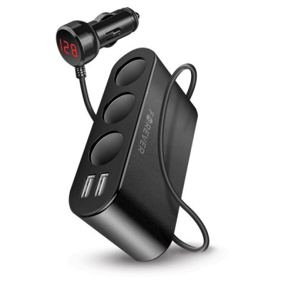 Incarcator Auto Forever MultiPort, 12W, 2.4A, 2 x USB-A - 3 x Extensie Bricheta, Negru foto