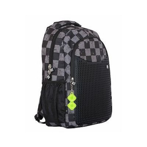 Ghiozdan Pixie Crew cu pixeli colorati incluse, model patratele unisex, ergonomic, 32 l, 36x49x21 cm, gri