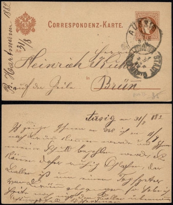 Austria 1882 Old Postcard Postal stationery Ausig Brunn DB.370 foto