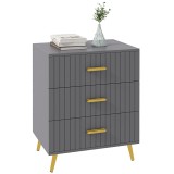 HOMCOM Comodă pentru Dormitor, Dulap Modern cu 3 Sertare, Sertar de Depozitare cu Picioare din Aluminiu, 60x40x71.5 cm, Gri &Icirc;nchis