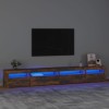 VidaXL Comodă TV cu lumini LED, stejar fumuriu, 270x35x40 cm 3152751