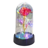 Cumpara ieftin Trandafir LED, multicolor, etern, cupola acrilica transparenta, decor romantic pentru casa, 8.5 x 15 cm, rosu