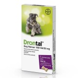 Vetoquinol Drontal Dog Flavour antiparazitar intern caini, 1 tableta, combatere paraziti intestinali, aroma placuta, siguranta si eficienta