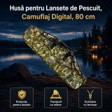 Husă pentru Lansete de Pescuit, Camuflaj Digital, 80 cm