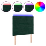 Cumpara ieftin Tablie de pat cu LED, verde inchis, 90x5x118/128 cm, catifea