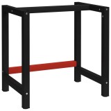 Cadru metalic banc de lucru, 80x57x79 cm, negru si rosu