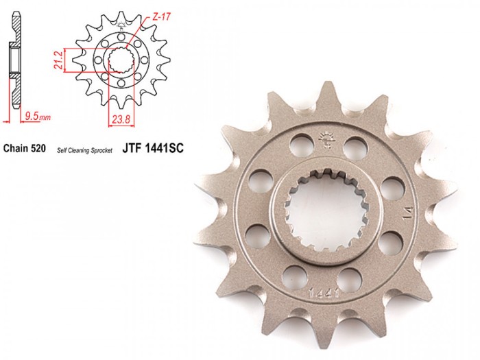 Pinion transmisie fata 520/14T, JTF1441SC