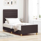 VidaXL Cadru de pat cu headboard Maro &icirc;nchis 90 x 200 cm țesătură