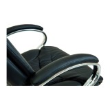 Scaun de birou directorial Cagliari, RONDI, piele ecologica, mecanism Tilt, brate tapitate, negru