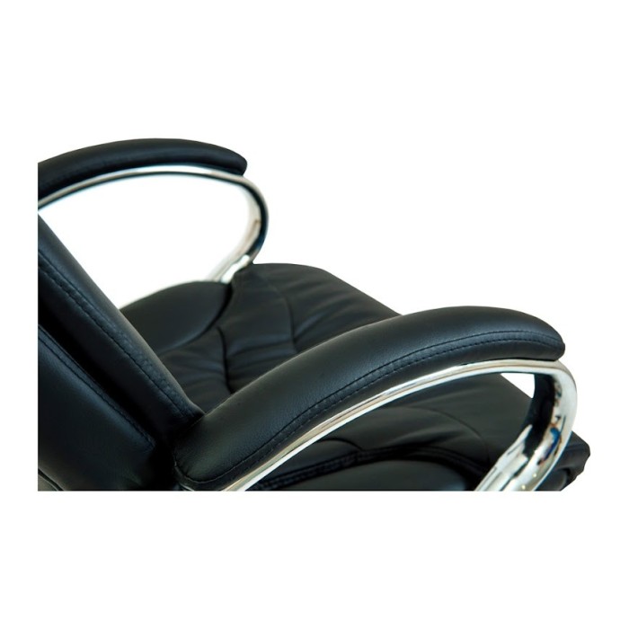 Scaun de birou directorial Cagliari, RONDI, piele ecologica, mecanism Tilt, brate tapitate, negru