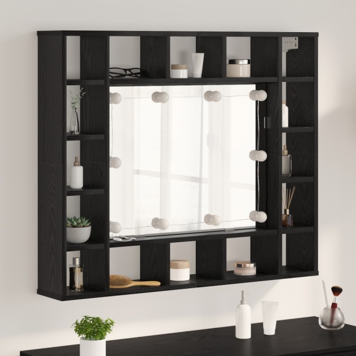 vidaXL Dulap cu oglindă Stejar negru 91 x 15 x 76.5 cm Lemn compozit 879458