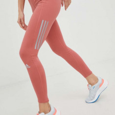 adidas Performance leggins de alergare Own The Run Winter femei, culoarea portocaliu, cu imprimeu