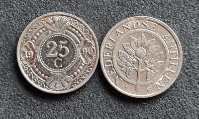 Antilele Olandeze 25 cent centi 1990 foto