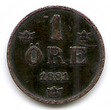 Suedia 1 Ore 1881 - Oscar II (extra large letters) Bronz, 16 mm KM-750, Europa