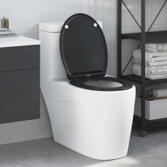 vidaXL Capac WC cu eliberare rapidă, &icirc;nchidere lentă, negru, duroplast