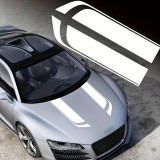 Set 2 stickere autoadezive Tuning, model &quot;Hood Stripes V1&quot;, dimensiune 85 x 12 cm, culoare Alba FAVLine Selection, Oem
