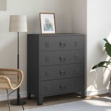 vidaXL Comodă sertare, metal, stil industrial, 78x40x93 cm, negru