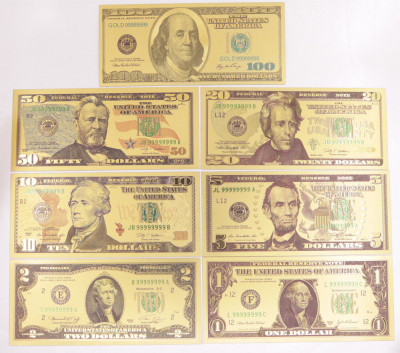 Set fantezie bancnote aurite $ dolari americani foto