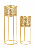 Set 2 suporturi pentru ghivece Nat, Mauro Ferretti, 17x17x46 cm, fier, auriu