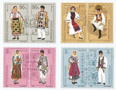|Romania, LP 1138a/1985, Costume populare romanesti, seria de 4 perechi, MNH foto