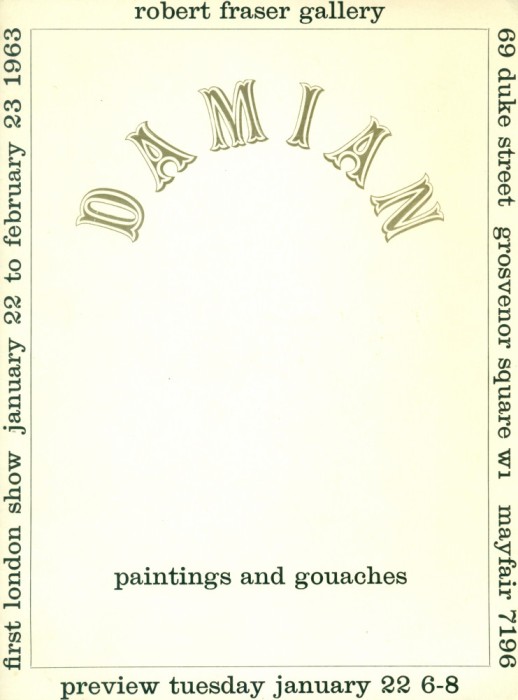 Placheta DAMIAN - Paintings and gouaches - Robert Fraser Gallery Londra 1963