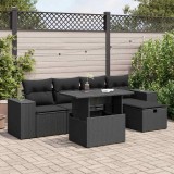 vidaXL Set mobilier de grădină cu perne, 6 piese, negru, poliratan 3327925