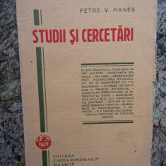 Petre V. Hanes - Studii si cercetari, 1928