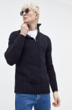 Cumpara ieftin Superdry pulover din amestec de lana barbati, culoarea albastru marin, călduros, cu turtleneck