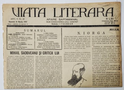 VIATA LITERARA , SUB CONDUCEREA UNUI COMITET , SAPTAMANAL , ANUL II , NR.43 , 26 MARTIE , 1927 foto