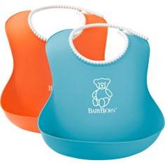 Set 2 Bavete Moi Soft Bib Orange/Turquoise foto