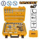 Cumpara ieftin Trusa Chei Tubulare 1/4-1/2 94 buc, Ingco HKTS42941