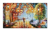 Tablou 3D inspirational indragostiti pictat manual living, dormitor, Impreuna pe aleea vietii, 100x60cm ulei pe panza, Leonard Covaci
