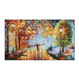 Tablou 3D inspirational indragostiti pictat manual living, dormitor, Impreuna pe aleea vietii, 100x60cm ulei pe panza, Leonard Covaci
