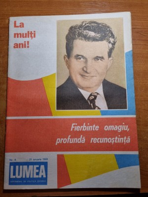 revista lumea 21 ianuarie 1988- ziua de nastere nicolae ceausescu foto