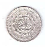 Moneda Mexic 1 peso 1957, stare buna, curata, America Centrala si de Sud, Argint