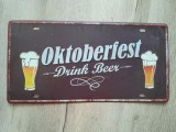 Placa metalica tablou metal tabla decor Oktober fest bere Drink beer veche vintage