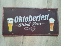 Placa metalica tablou metal tabla decor Oktober fest bere Drink beer veche vintage